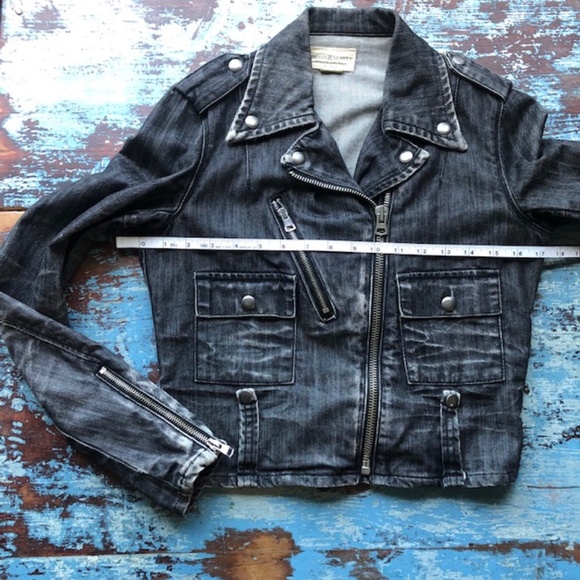 DENIM & SUPPLY Vintage Biker Style Denim Jacket Size XS - Picture 6 of 13